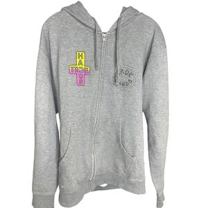 True Hands MEDIUM zipper hoodie gray graphic unisex tattoo